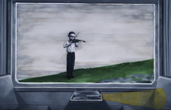 Train Window - The Lonely Violin by Zhang Xiaogang.